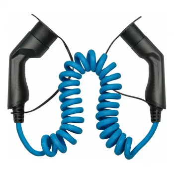 Cable de carga para VE KABELMEISTER Modo 3 Type 2 11 kW 16 A trifásico en espiral 5 m Negro