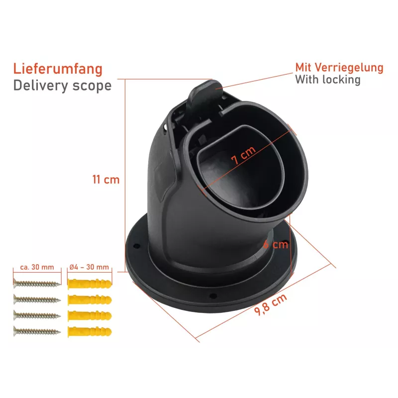 Soporte de pared kabelmeister para cable de carga para VE Type 2 - Negro