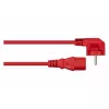 Cable de alimentación Kabelmeister con conector macho Schuko tipo E+F (acodado 90°) a IEC C13, Rojo, 0,75 m