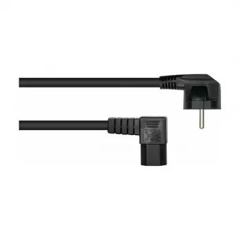 Cable de alimentación Kabelmeister con conector macho Schuko tipo E+F acodado 90° a IEC C15 en ángulo recto, 2 m, Negro