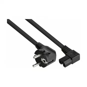 Cable de alimentación kabelmeister con conector macho Schuko tipo E+F (acodado 90°) a conector para aparatos de calefacción C15 (en ángulo recto), 1,8 m, Negro