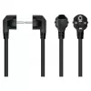 Cable de alimentación Kabelmeister con conector macho Schuko tipo E+F (acodado 90°) a conector hembra IEC C15 (recto), 1,8 m, Negro