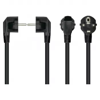 Cable de alimentación Kabelmeister con conector macho Schuko tipo E+F (acodado 90°) a conector hembra IEC C15 (recto), 1,8 m, Negro