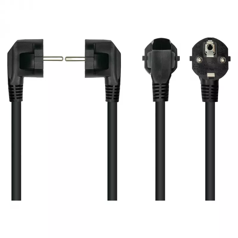 Cable de alimentación Kabelmeister con conector macho Schuko tipo E+F (acodado 90°) a conector hembra IEC C15 (recto), 1,8 m, Negro