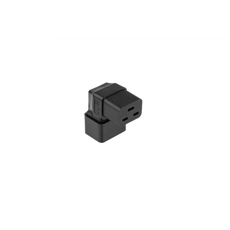 Adaptador de red C20 macho a C19 hembra acodado arriba/abajo - 16A 250V 4000W negro