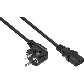 Cable de alimentación con enchufe Schuko acodado 90° a C13, negro, 1,8 m