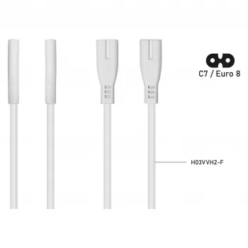 Kabelmeister alargador Euro clavija C8 a hembra C7, blanco, 5 m
