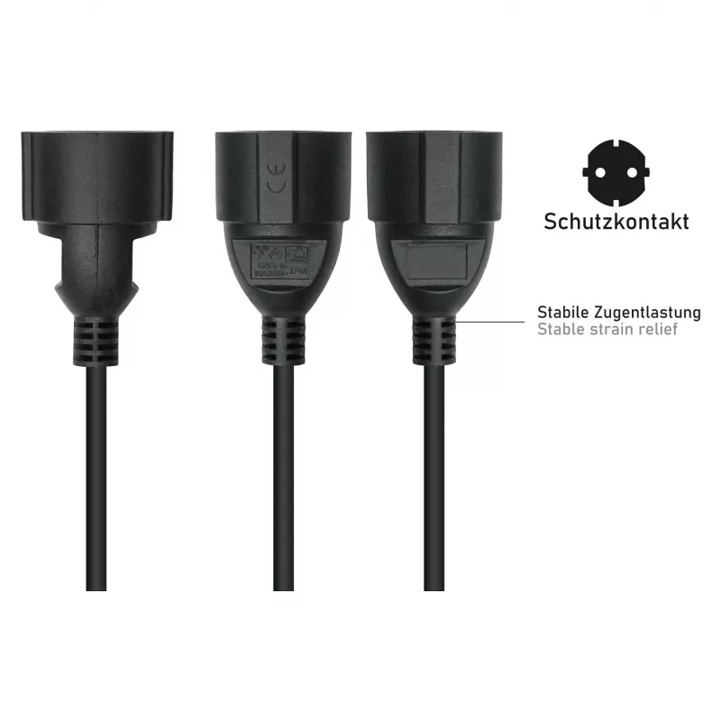 Cable de alimentación C14 a toma Schuko negro 0,5m