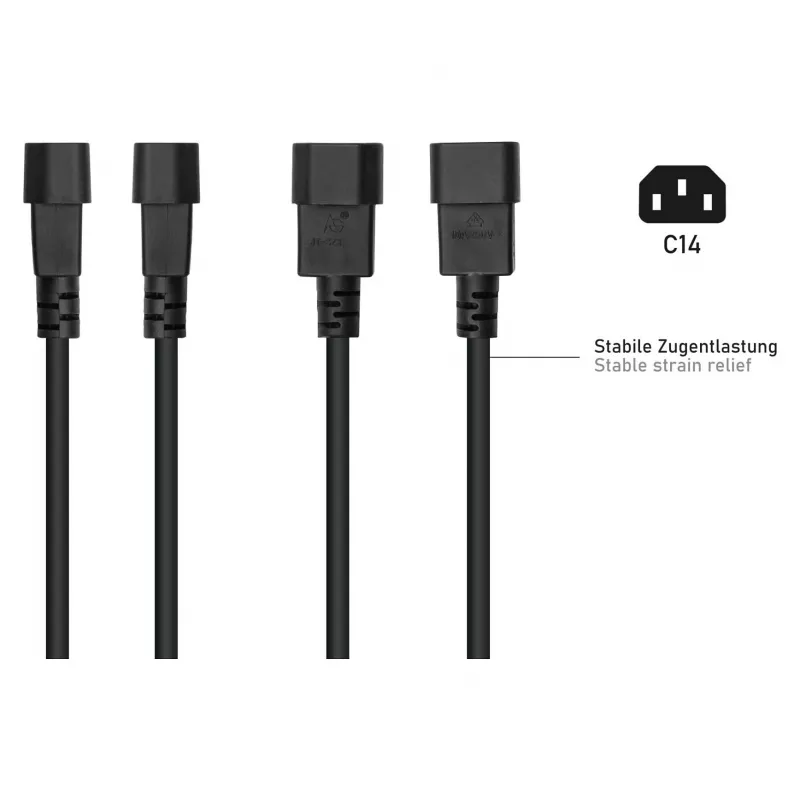 Cable de alimentación C14 a toma Schuko negro 0,5m