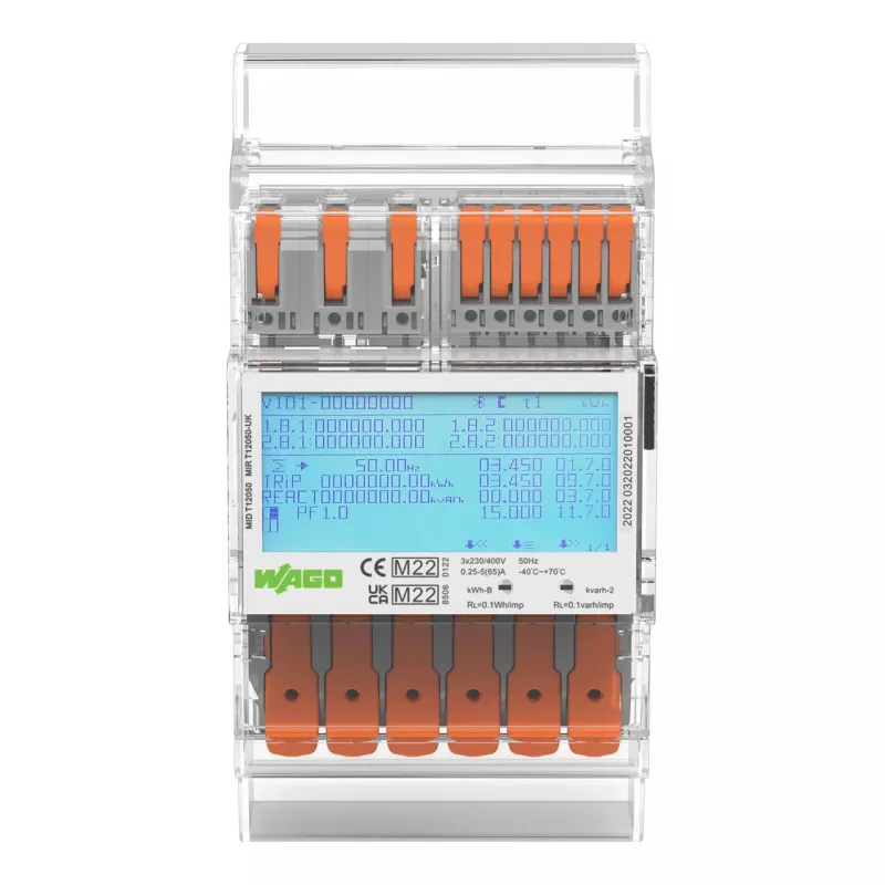 Contador de energía trifásico digital WAGO 879-3000 4PU 65 A conforme MID 1 unidad