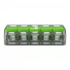 Conector compacto WAGO 221-425 5 conductores con palancas, transparente/naranja