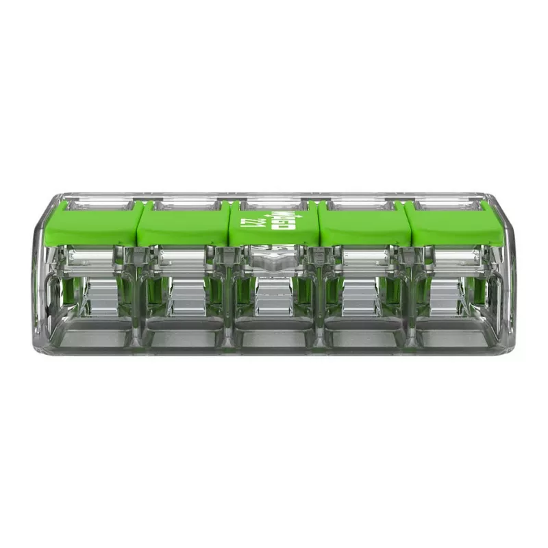 Conector compacto WAGO 221-425 5 conductores con palancas, transparente/naranja