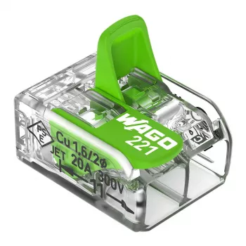 Conector de empalme compacto WAGO 221-422 2 conductores, 0,14-4 mm², transparente/naranja