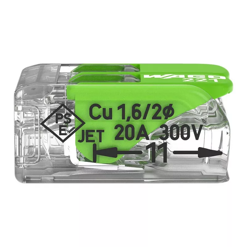 Conector de empalme compacto WAGO 221-422 2 conductores, 0,14-4 mm², transparente/naranja