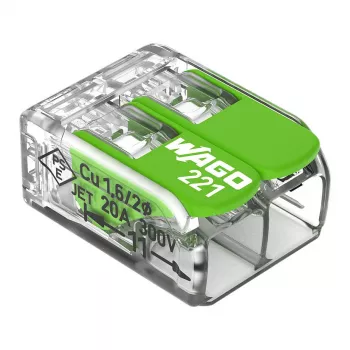 Conector de empalme compacto WAGO 221-422 2 conductores, 0,14-4 mm², transparente/naranja