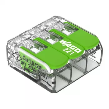 Conector compacto WAGO 221-423 3 conductores, 4 mm², transparente
