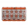 Conector de empalme compacto WAGO 221-420 con palancas, 10 conductores, 0,2-4 mm², carcasa transparente, palanca naranja, pack de 10