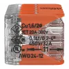 Conector de empalme compacto WAGO 221-420 con palancas, 10 conductores, 0,2-4 mm², carcasa transparente, palanca naranja, pack de 10