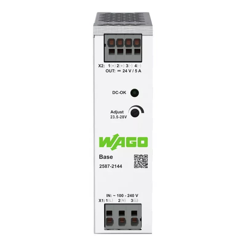 Fuente de alimentación conmutada primaria WAGO 2587-2144 Base 1 fase, 24 VDC, 5 A, 120 W, carril DIN