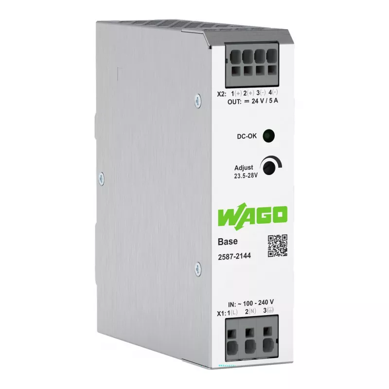 Fuente de alimentación conmutada primaria WAGO 2587-2144 Base 1 fase, 24 VDC, 5 A, 120 W, carril DIN