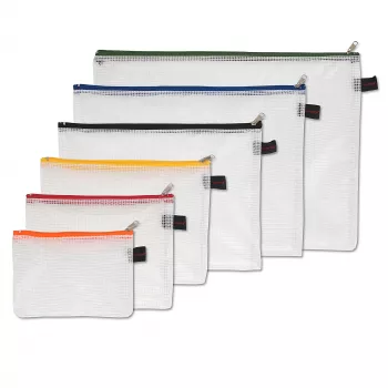 FolderSys Surtido de 6 carpetas de documentos con cremallera - A6, B6, A5, B5, A4, B4 - Transparente