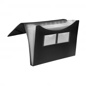 FolderSys Archivador de fuelle 7 compartimentos Negro