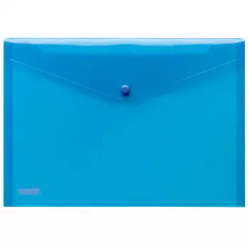 FolderSys Carpetas de documentos A4 Transparentes Azules PP con botón de presión, pack de 10