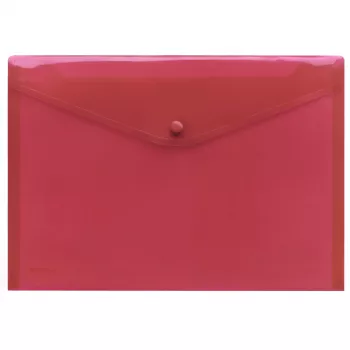 FolderSys A4 carpeta de documentos transparente roja PP con botón a presión, pack de 10