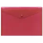 FolderSys A4 carpeta de documentos transparente roja PP con botón a presión, pack de 10