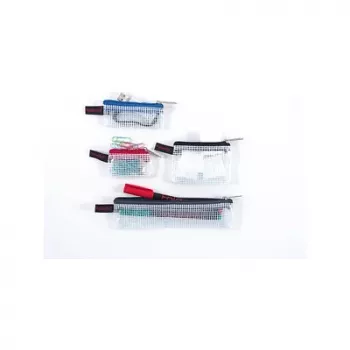 FolderSys Set de 4 bolsas con cremallera 1x 170x40 mm gris 3x 80x55 mm negro/gris