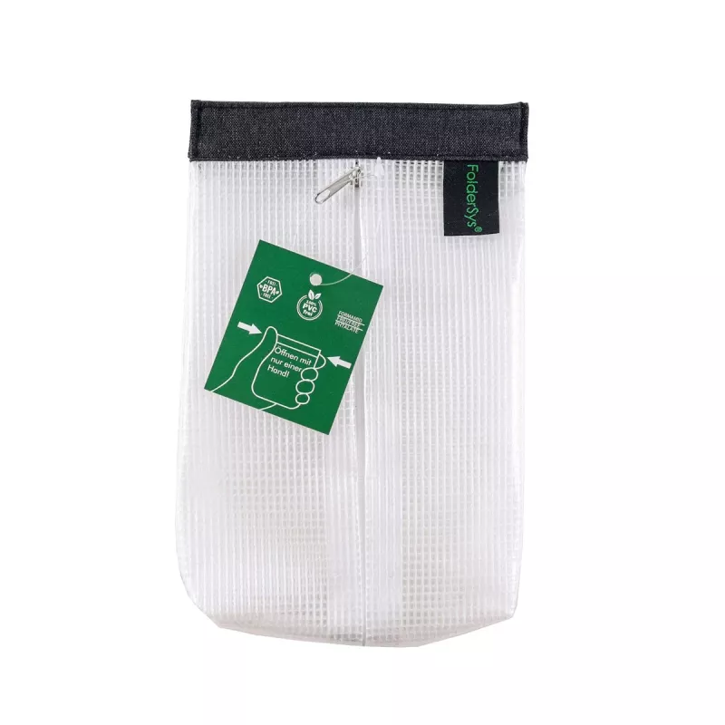 FolderSys SnapBag DIN A6 carpeta de documentos transparente sin PVC con costura negra