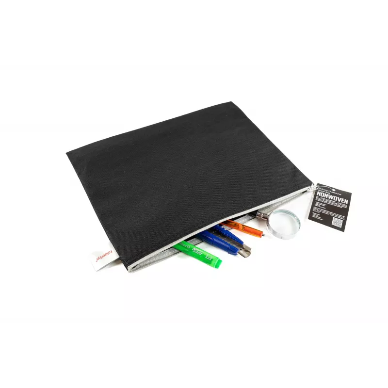 FolderSys Bolsa con cremallera A4 negra opaca de PP no tejido 270 x 350 mm