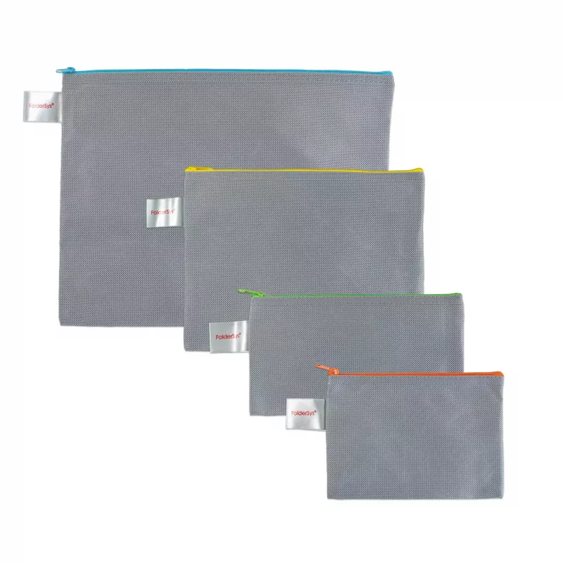 FolderSys A5 bolsa con cremallera gris opaca de PP no tejido 190 x 255 mm