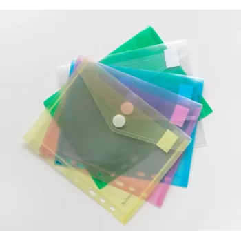 FolderSys 10 fundas de documentos DIN A5, colores surtidos, granulado, 0,20 mm