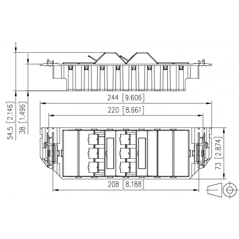 MetzConnect E-DAT subway 6x8(8) GB3 Unidad de conexión de datos vacía - Cat6 - 6x RJ45 - blanco perla - sin módulos (1309360601-E)