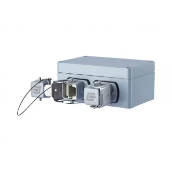 METZ CONNECT E-DAT Industry IP67 V5 Toma de red de superficie de 2 puertos, aluminio, gris (1401060320ME)