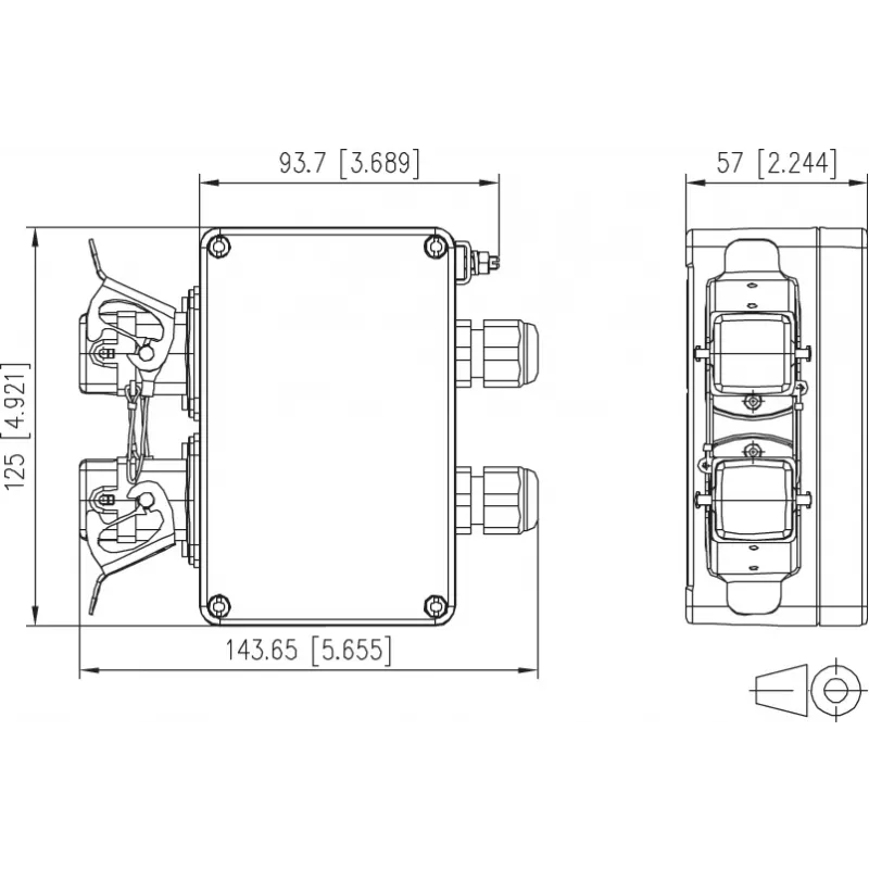 METZ CONNECT E-DAT Industry IP67 V5 toma de red de 2 puertos de superficie, aluminio, gris (1401060320ME)