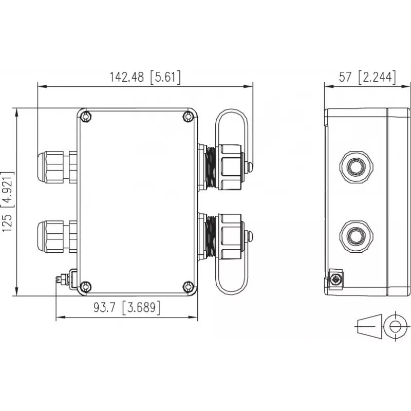 METZ CONNECT 1401010620ME caja de conexión Ethernet industrial, gris, metal, IP67, 124x78x57 mm