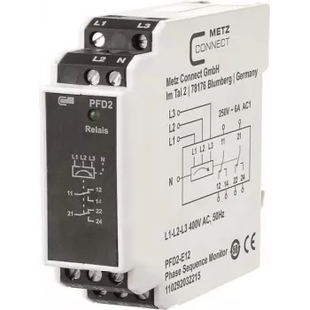 METZ CONNECT PFD2-E12 Unidad de distribución con filtro de alimentación, 400 V, 6 A, carril DIN, negro/blanco