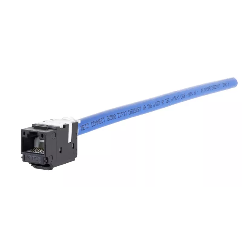 METZ CONNECT 130A10-29-I-B1 Plano negro conector hembra RJ45 Cat6A blindado módulo Keystone