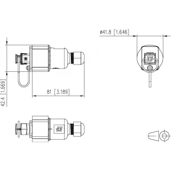 METZ CONNECT Conector macho RJ45 montaje en campo Cat.6A blindado IP67 negro 41,8 mm