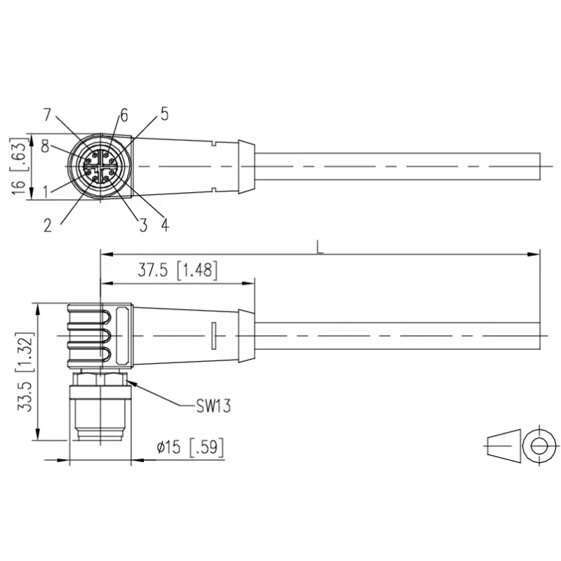METZ CONNECT 142M2X90100 - 10 m - Cat6a - cable de conexión Industrial Ethernet M12