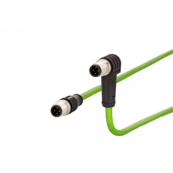 METZ CONNECT Cable de conexión M12 en ángulo a recto, codificado D, 4 polos, 10 m, apantallado, PUR, verde