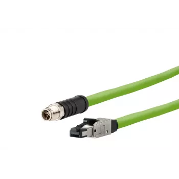 METZ CONNECT Cable Industrial Ethernet M12 codificado X CAT 6a SF/UTP 10 m verde cubierta PUR apto para cadenas portacables (142M6X18100)
