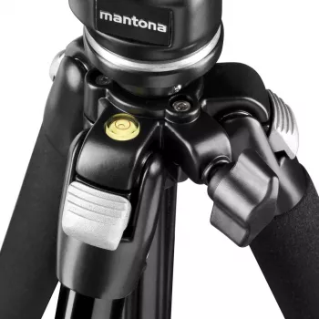 Mantona Scout MAX Set trípode con brazo horizontal, rótula, columna central invertible, 160 cm, 5 kg de carga, para cámaras DSLR y sin espejo, negro