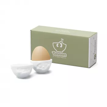 FIFTYEIGHT PRODUCTS set de hueveras n.º 3 - Happy & Grumpy blanco