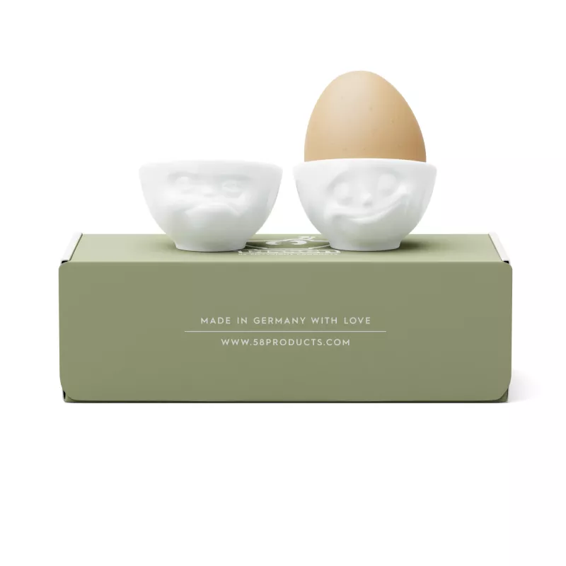 FIFTYEIGHT PRODUCTS set de hueveras n.º 3 - Happy & Grumpy blanco