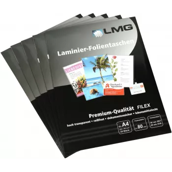 LMG fundas de plastificar A4 brillante 80 micras 25 uds.