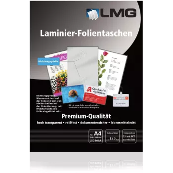 LMG Fundas de laminar A4 brillantes 125 micras 100 uds.