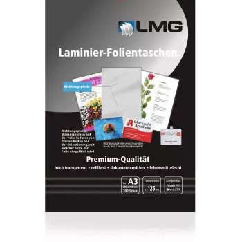 LMG Fundas de laminar A3 brillantes 125 micras 100 uds.